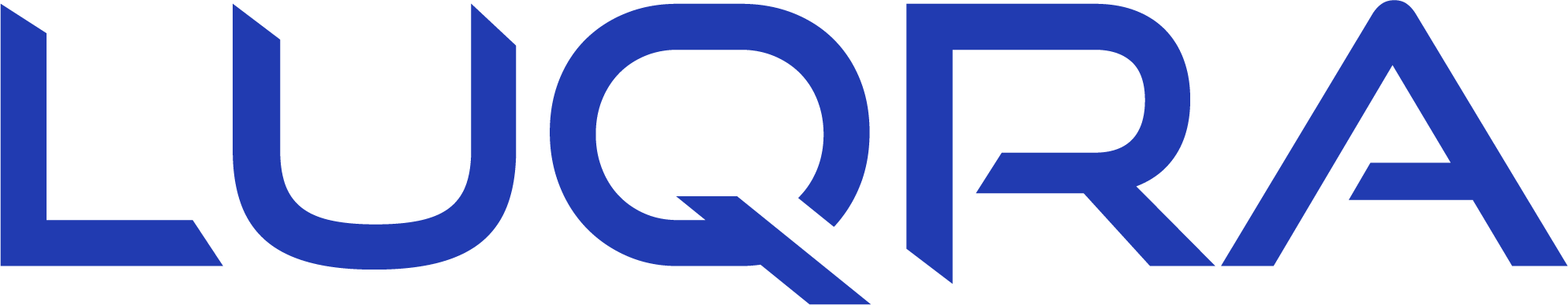 Blue stylized text logo reading LUQRA in bold uppercase letters