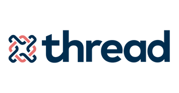 Thread logo featuring a red and navy interlaced knot icon beside the word 'thread' in navy lowercase.