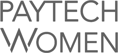 Paytech Women logowith bold gray uppercase letters on white background